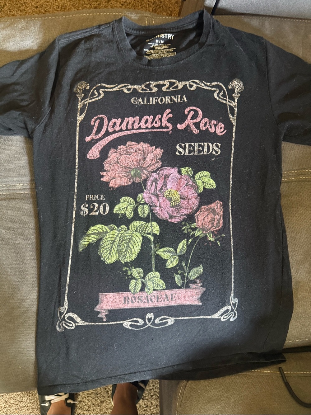 T shirt Bundle Chemistry Black Tee with Pink Rose Graphic